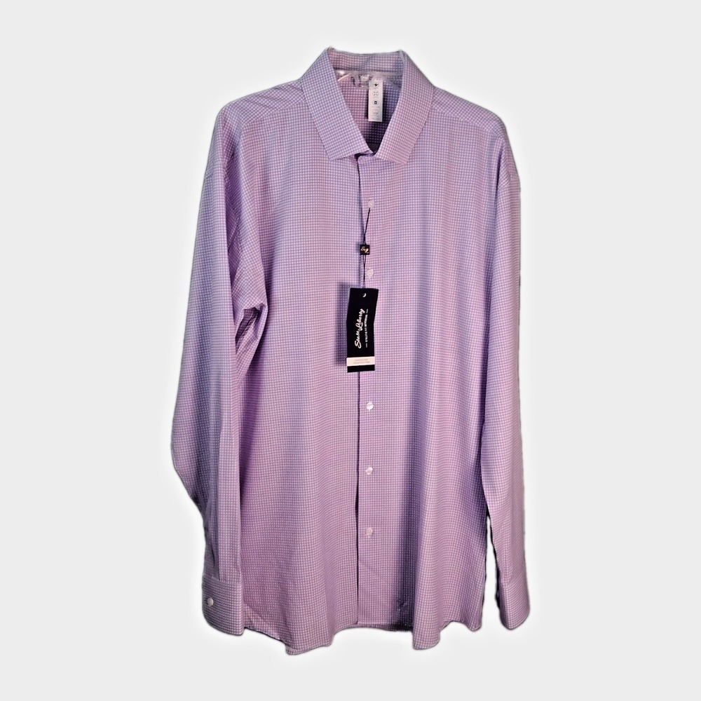 NWT State and Liberty The Valentine Lilac Mini Check Men's Size 2XL Dress Shirt